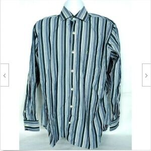 Tailorbyrd Mens Striped Button Front Shirt Large